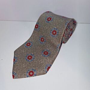 CHRISTIAN DIOR Men's 100% Silk Necktie‎ USA Designer Medallion Pattern EUC